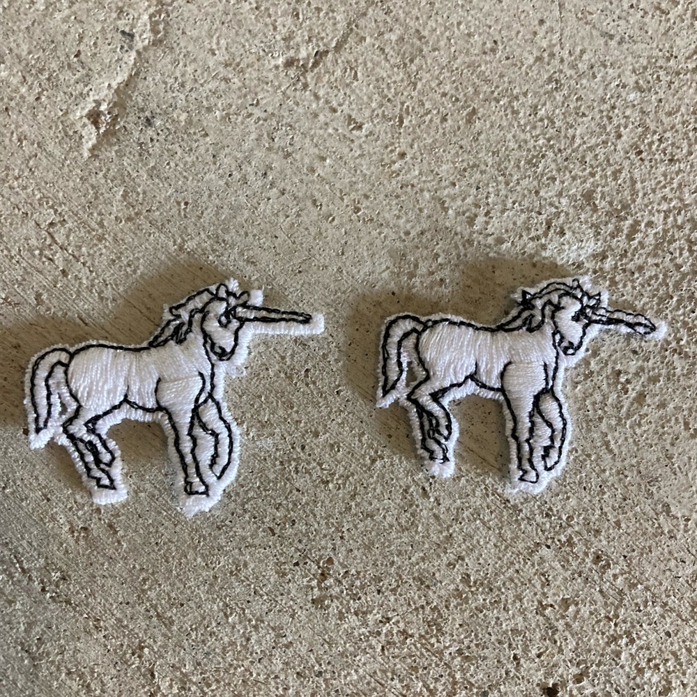 TWO vintage unicorn sew on patches